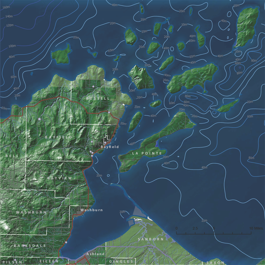 Apostle Islands terrain map